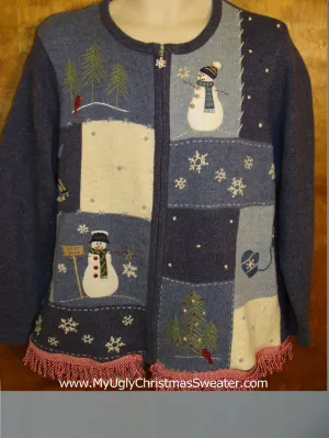 Two Sided Snowy Ugly Christmas Sweater