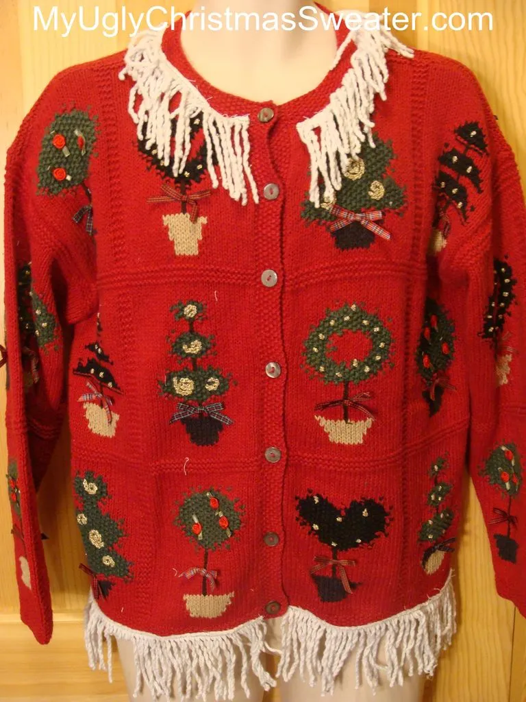 Ugly Christmas Sweater 2-sided Front and Back with Fringe