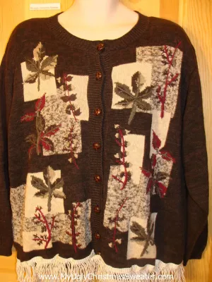 Ugly Christmas Sweater 80s Floral with Fringe