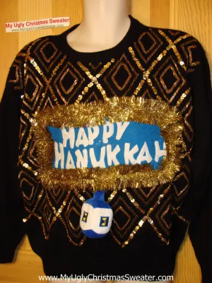 Ugly Christmas Sweater Party Hanukkah Sweater Vintage 80s (j148)