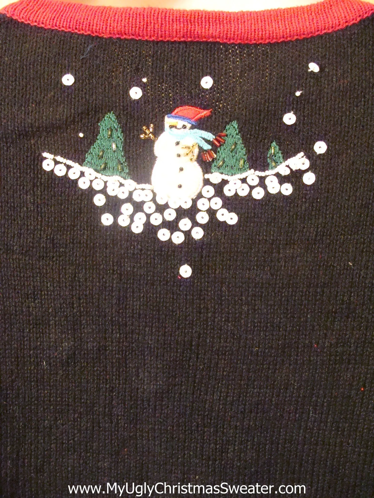 Ugly Christmas Sweater Sequin Snowmen