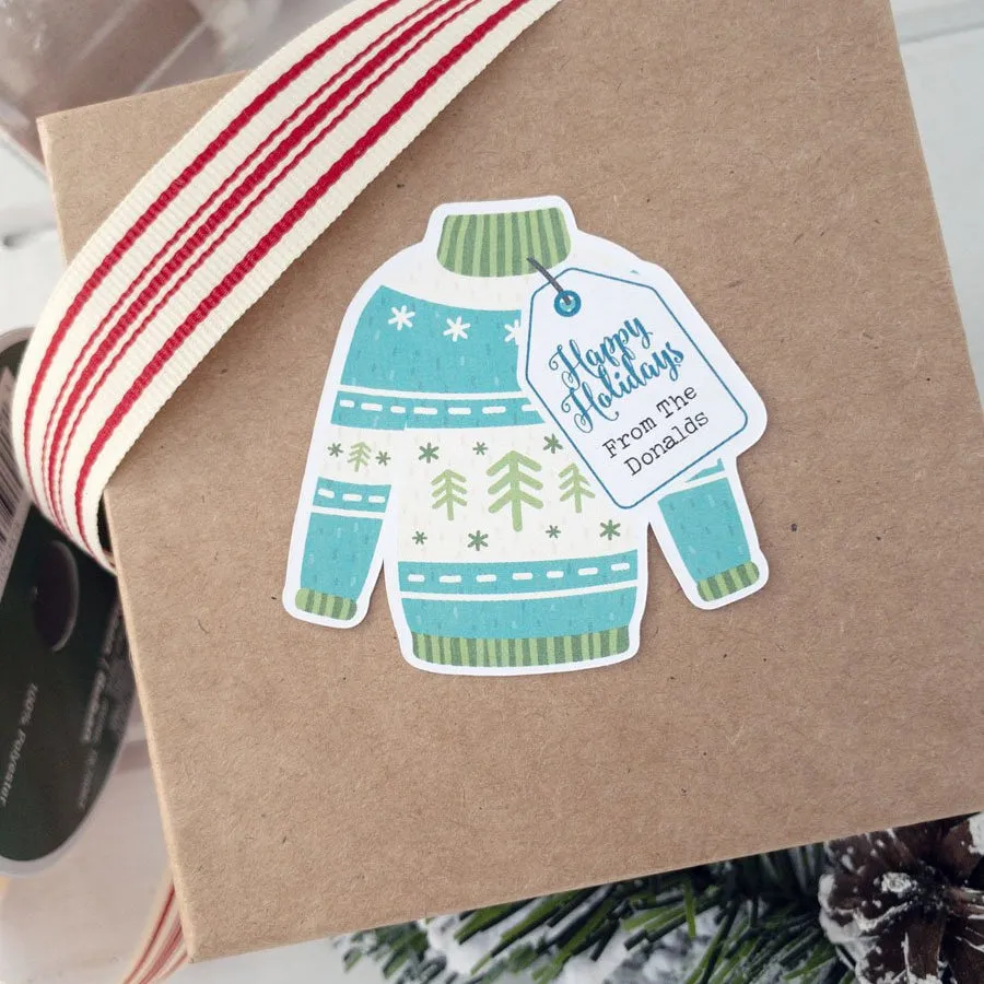 Ugly Sweater Gift Wrapping Stickers