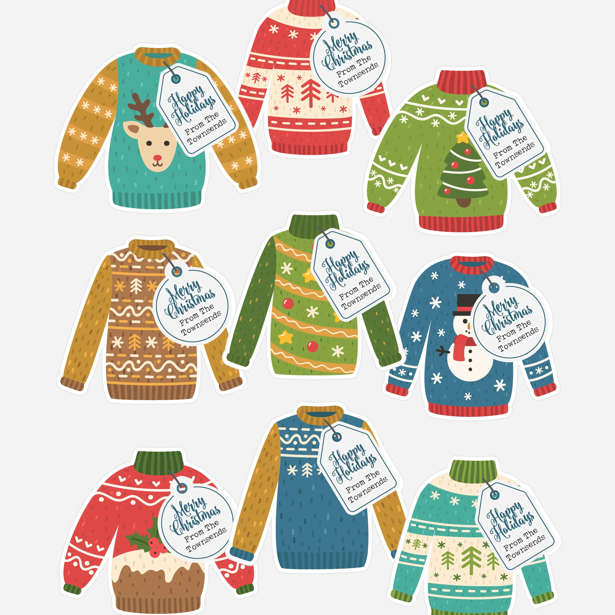 Ugly Sweater Gift Wrapping Stickers