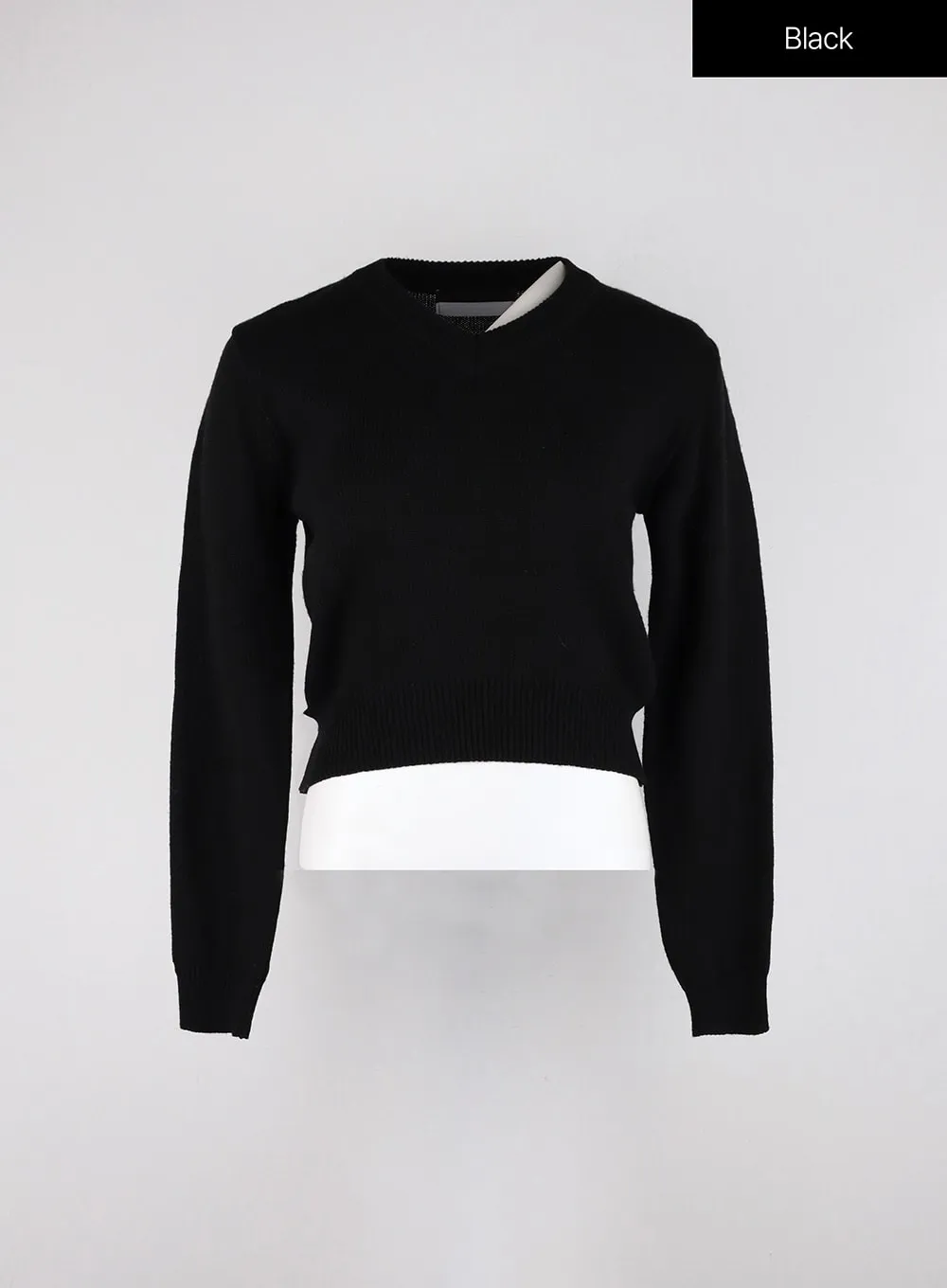 V-Neck Knitted Long Sleeve Sweater OD326