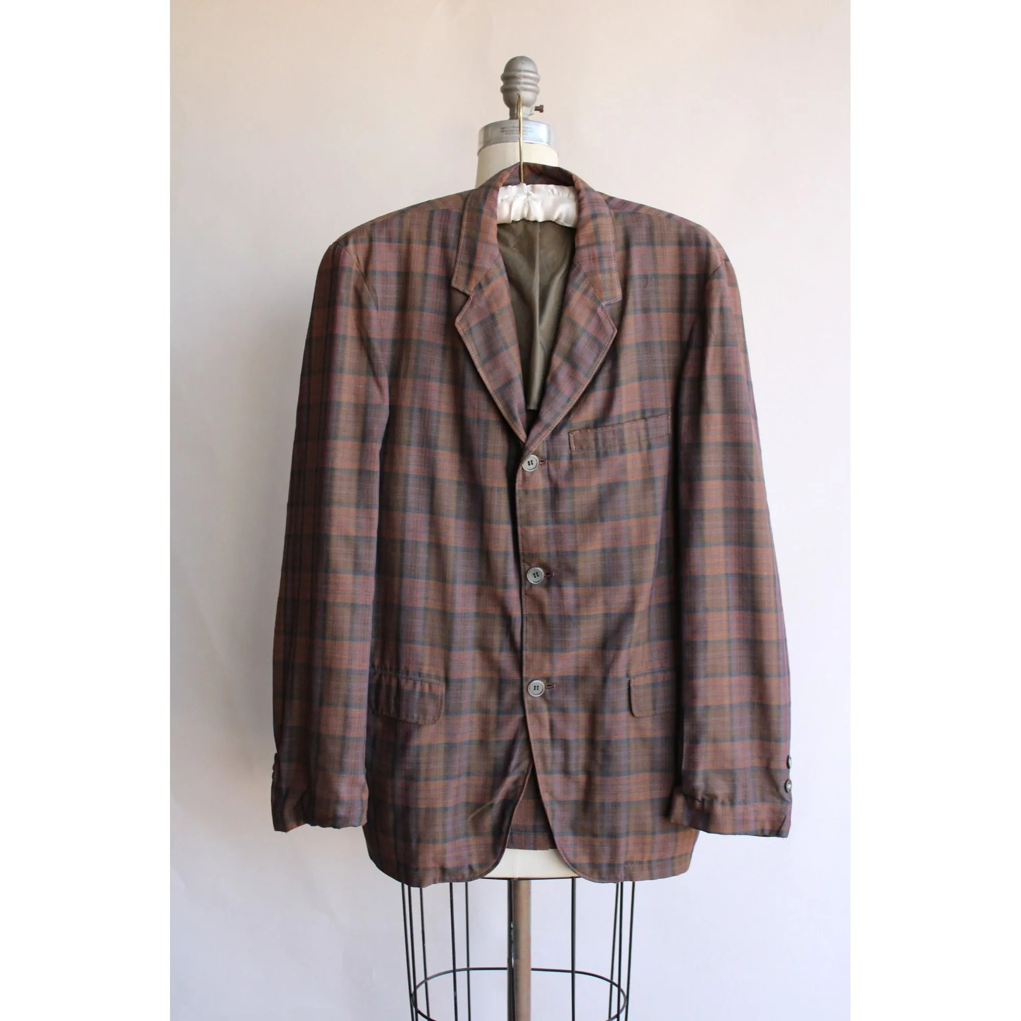 Vintage 1970s 1980s Mens Plaid Blazer Jacket