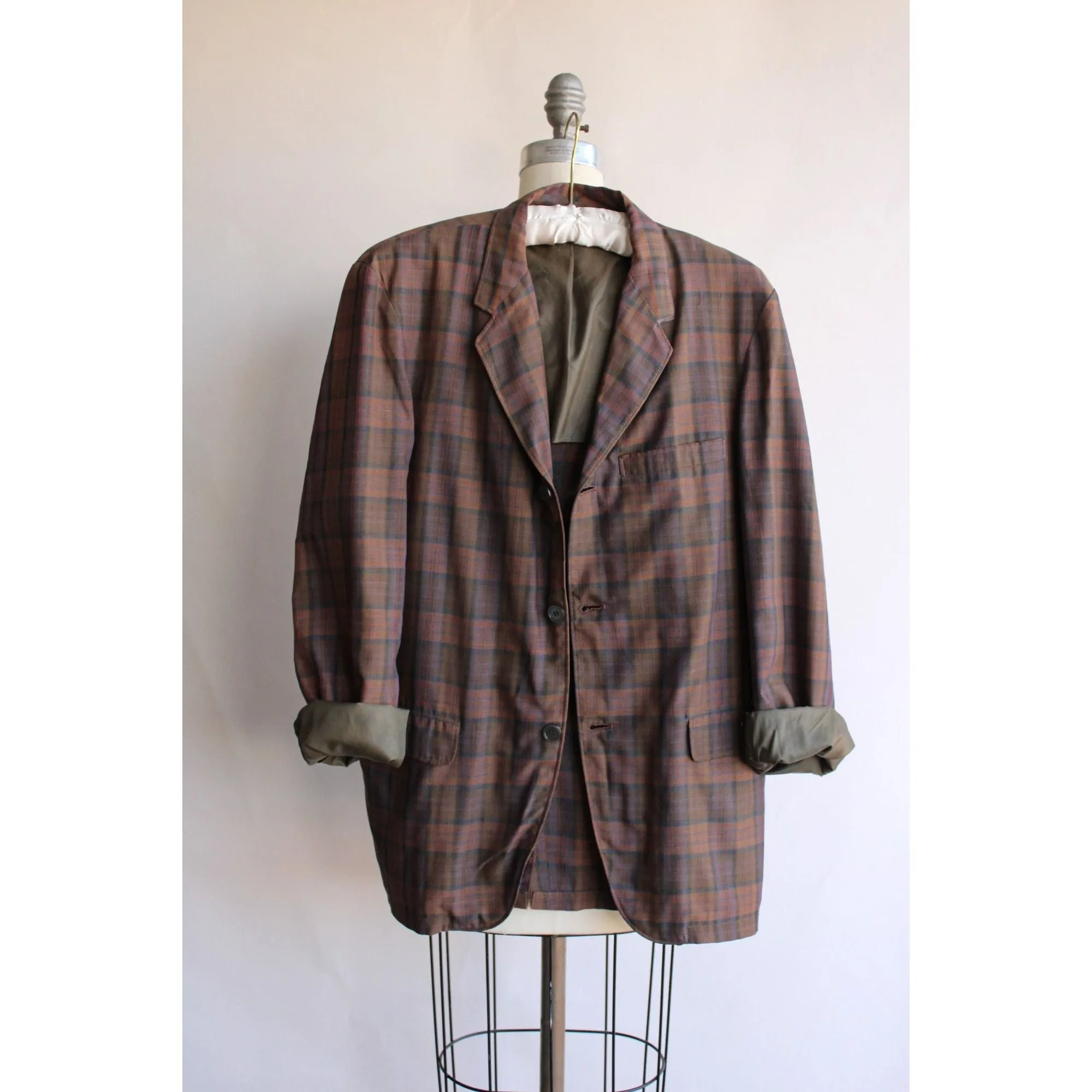 Vintage 1970s 1980s Mens Plaid Blazer Jacket