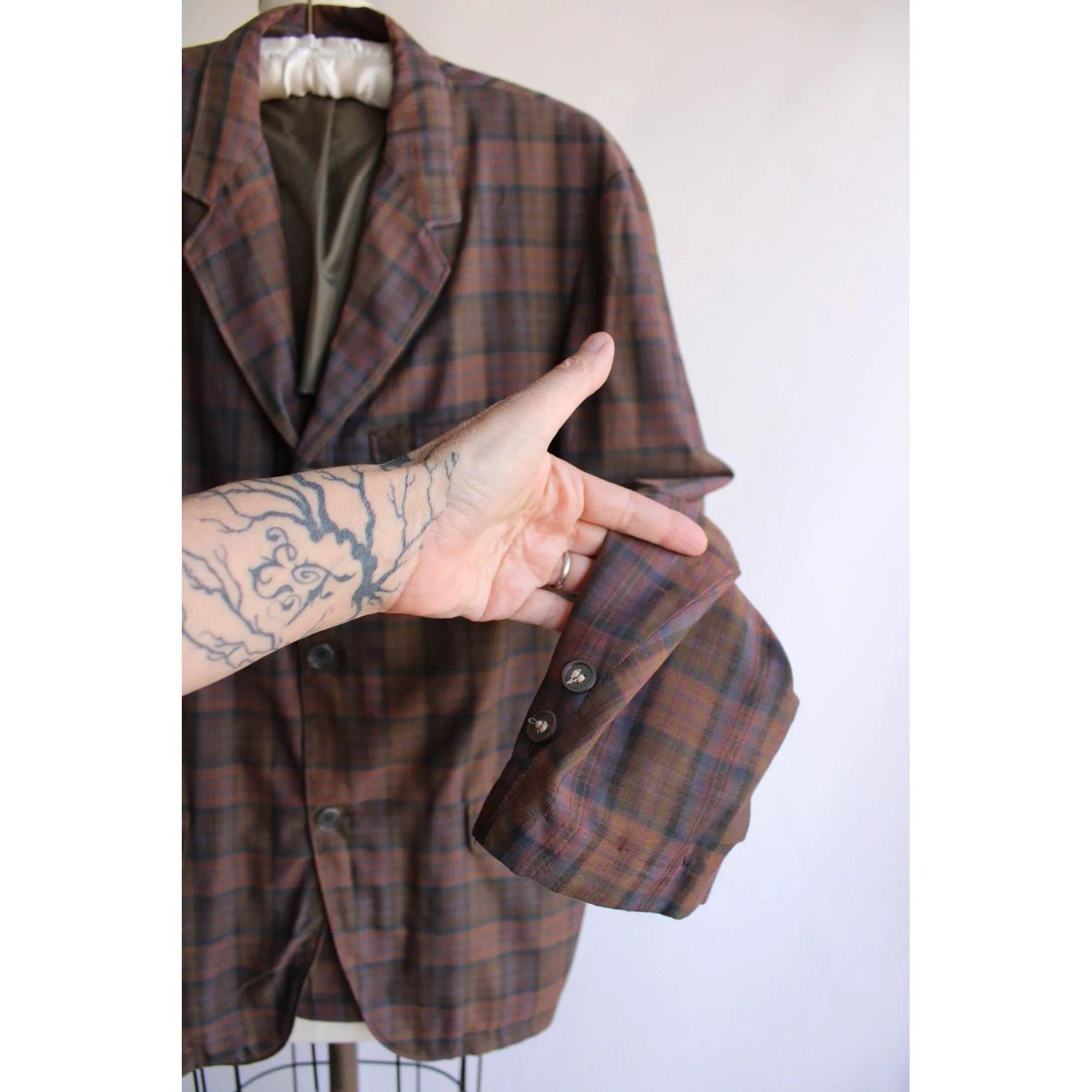 Vintage 1970s 1980s Mens Plaid Blazer Jacket