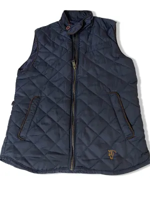 Vintage La Garrocha womens navy puffer padded sleeveless jacket in S|L29W19|3796