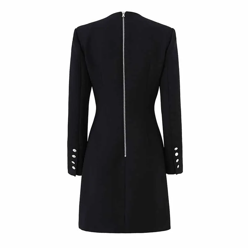 Women Mid Length Black Nail beaded Blazer Dress