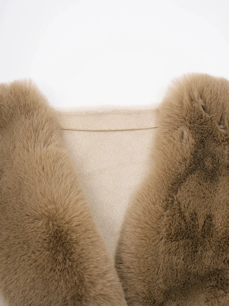 Women's Beige Cozy Luxury Faux Shearling Coat