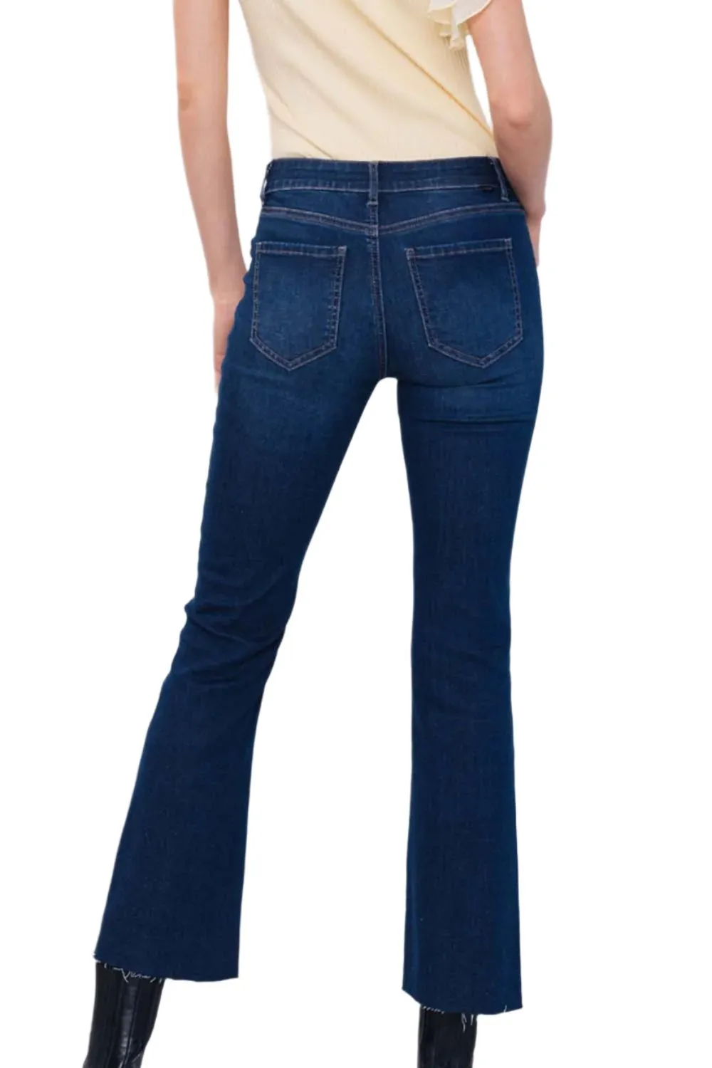 Women's Low Rise Raw Cut Hem Miniboot Jeans