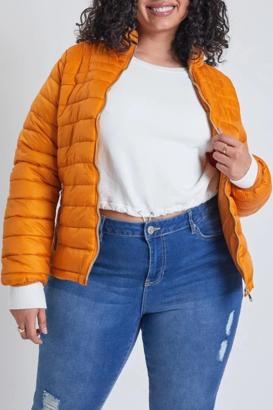 Women's Plus Winter Fitted Puffer Jacket