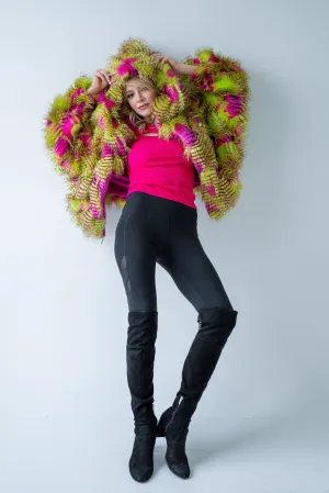 Women's Snuggle Coat in "Pink Lime Feather" STOCK