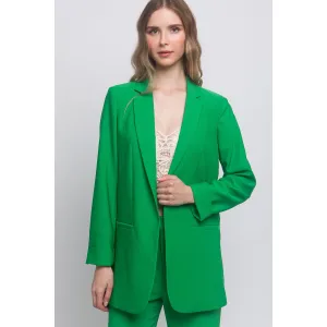 Woven Solid Kelly Green Blazer